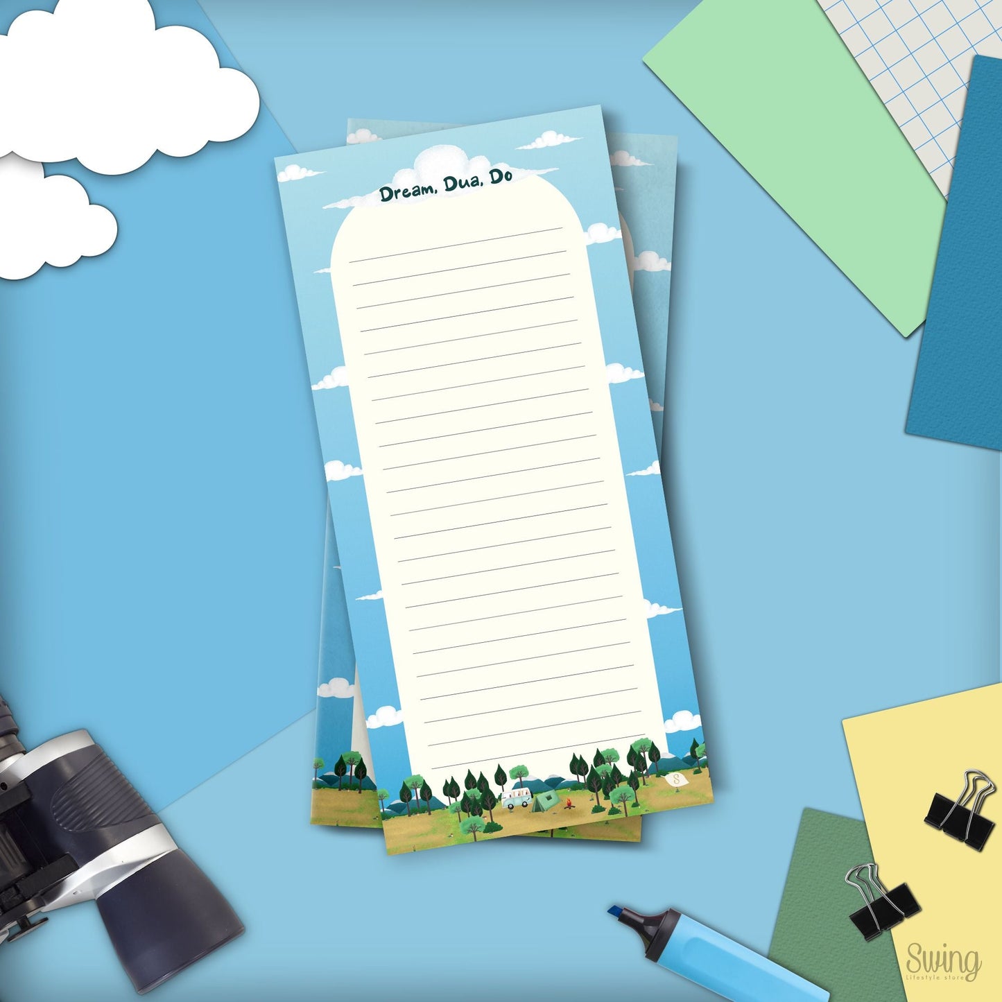 Long Memo Pad with Clipboard ( 7 designs )