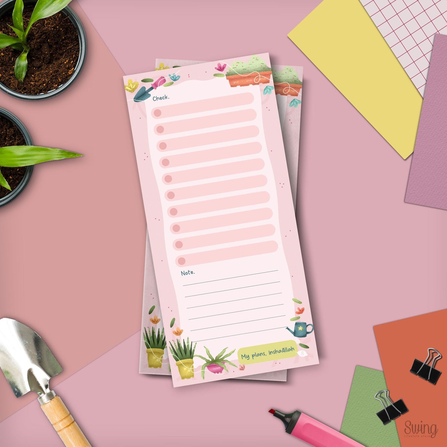 Long Memo Pad with Clipboard ( 7 designs )
